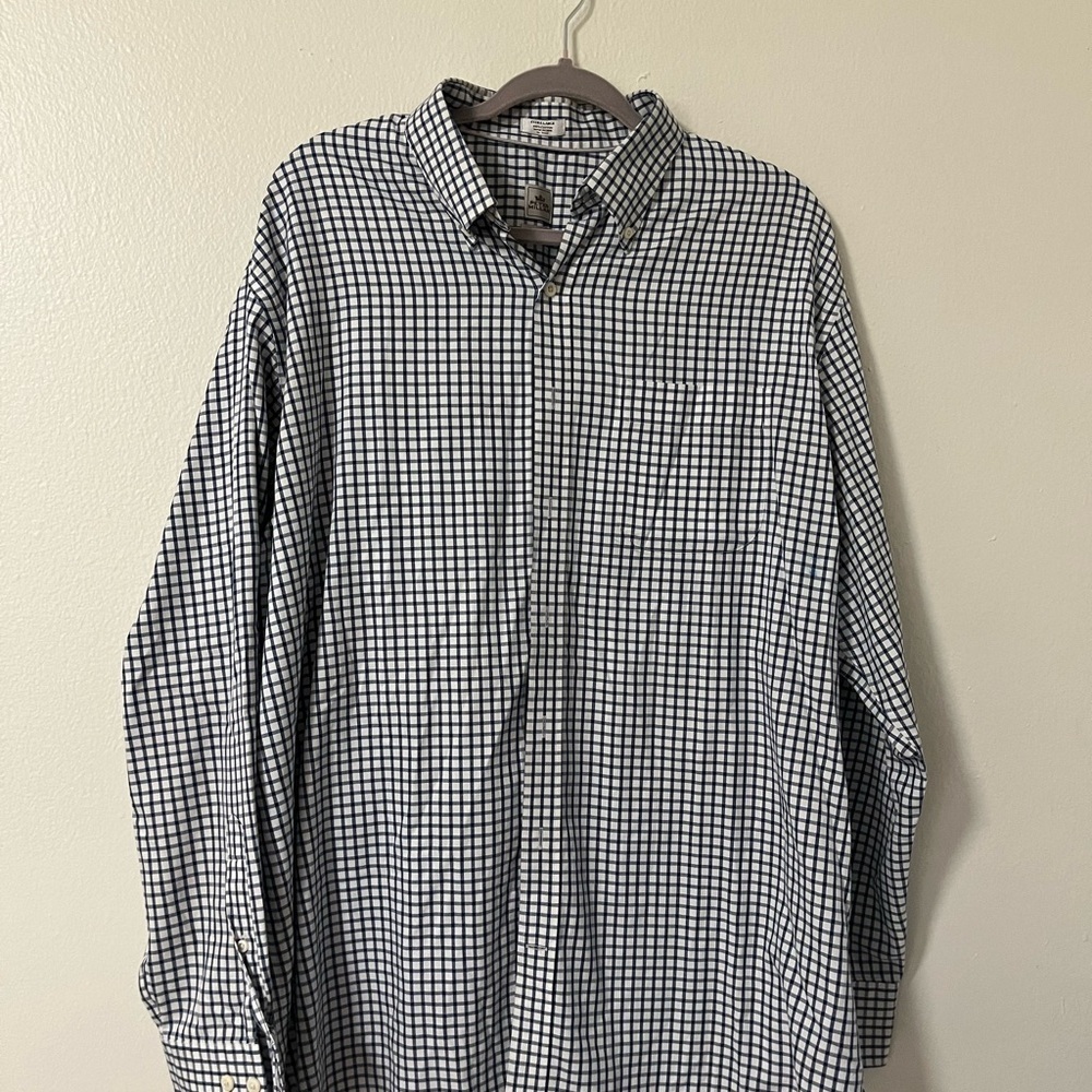 Peter Millar Nanoluxe 100% Cotton Blue and White plaid Dress Shirt Size XL - Picture 2 of 8